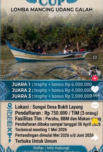 Turnamen Mancing Udang Galah di Bukit Layang