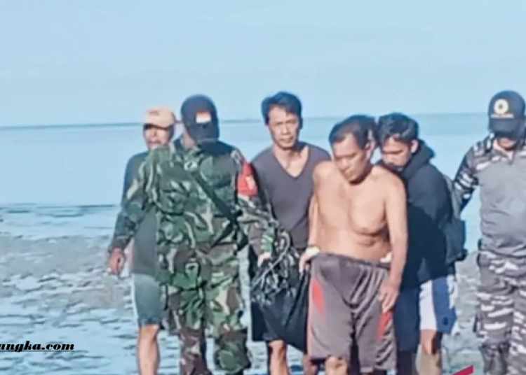Tim SAR Lanal Babel Temukan Jasad Pekerja Pipa Tambak Udang di Perairan Tanjung Niur Bangka Barat