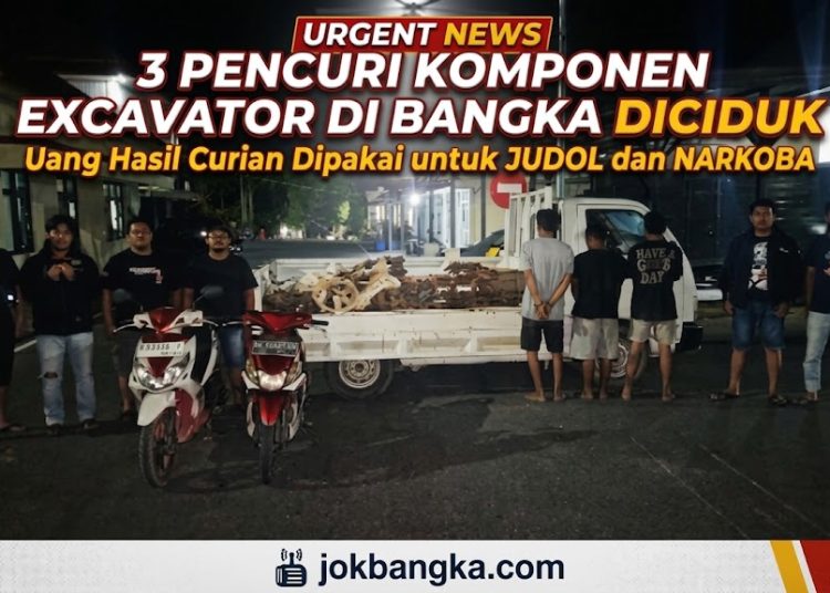 3 Pencuri Komponen Excavator di Bangka Diciduk, Uang Hasil Curian Dipakai untuk Judol dan Narkoba
